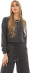 Ravin Women's Heather Dark Grey Fleece Crop Top with Elastic Cuffs - Style 96967