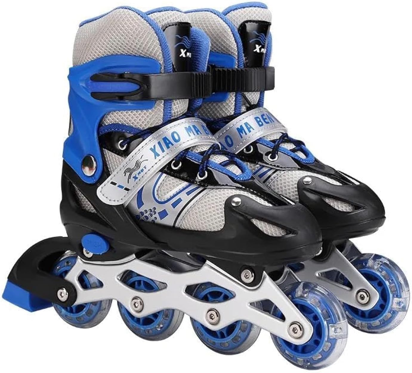 SportQ Go Comfortable Adjustable LED Front Wheel Roller Skates for Kids and Teens - Medium (US 35-38), Blue