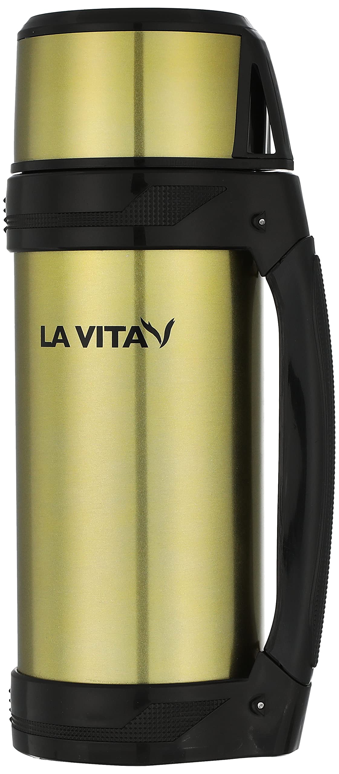 Lavita Thermos - Stainless Steel 1.5 Liter Mitac Gold with Handle & Deluxe Strap