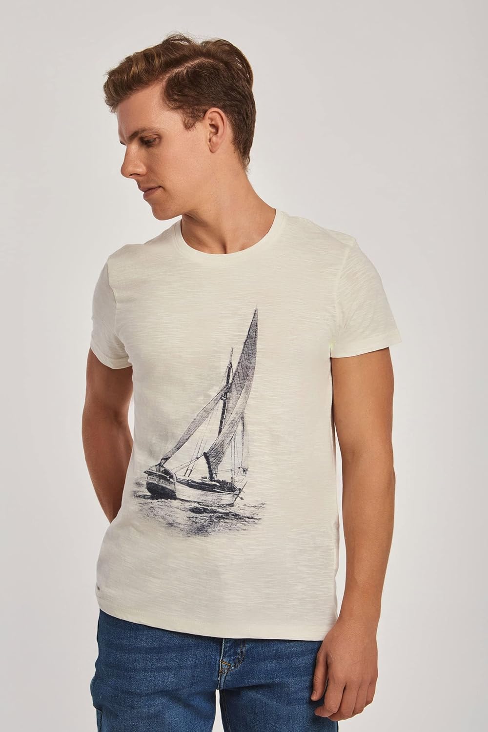 DALYDRESS Men's Graphic Printed Cotton T-Shirt - Model 220-586-3010-155