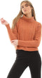 Ravin Women's Orange Knitted Cropped Turtle Neck Pullover Sweater