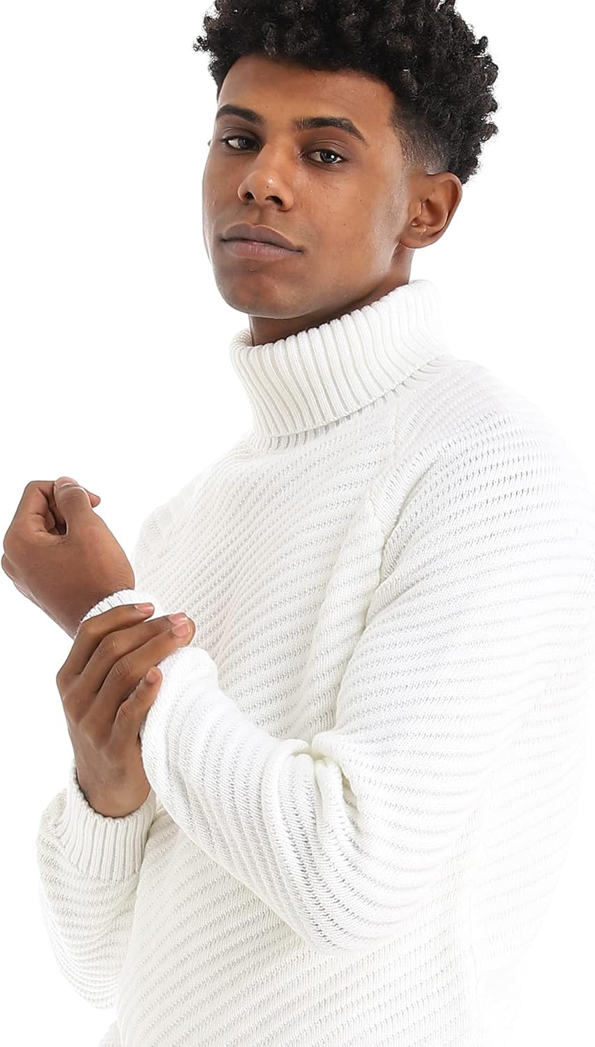 Ravin Men's Diagonal Ribbed Turtleneck Pullover Sweater