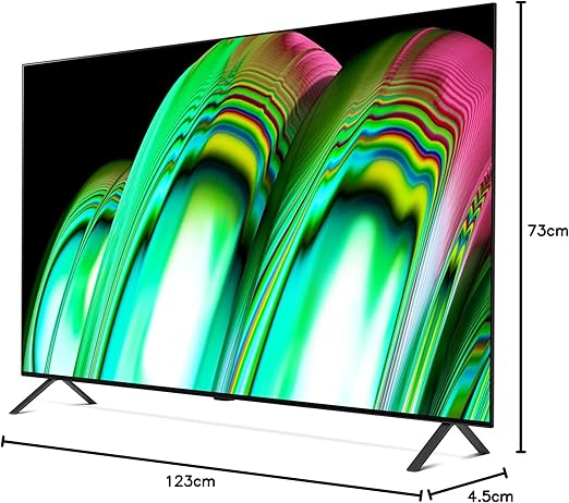 تلفزيون LG OLED بحجم 55 بوصة - سلسلة A2، تصميم شاشة سينمائية، 4K Cinema HDR، نظام WebOS الذكي AI ThinQ، تقنية تعتيم البكسل (الطراز: OLED55A26LA، HDMI)