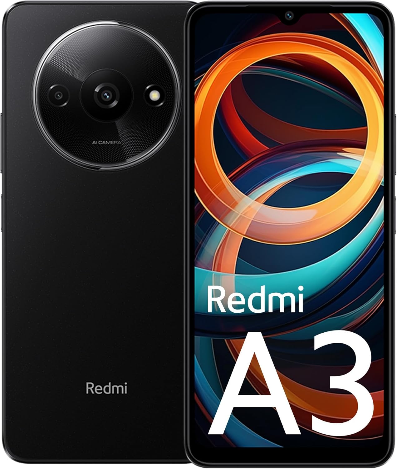 Redmi A3 (Midnight Black, 4GB RAM, 128GB Storage) | Premium Halo Design | 90Hz Display | Powerful MediaTek G36 4G Processor