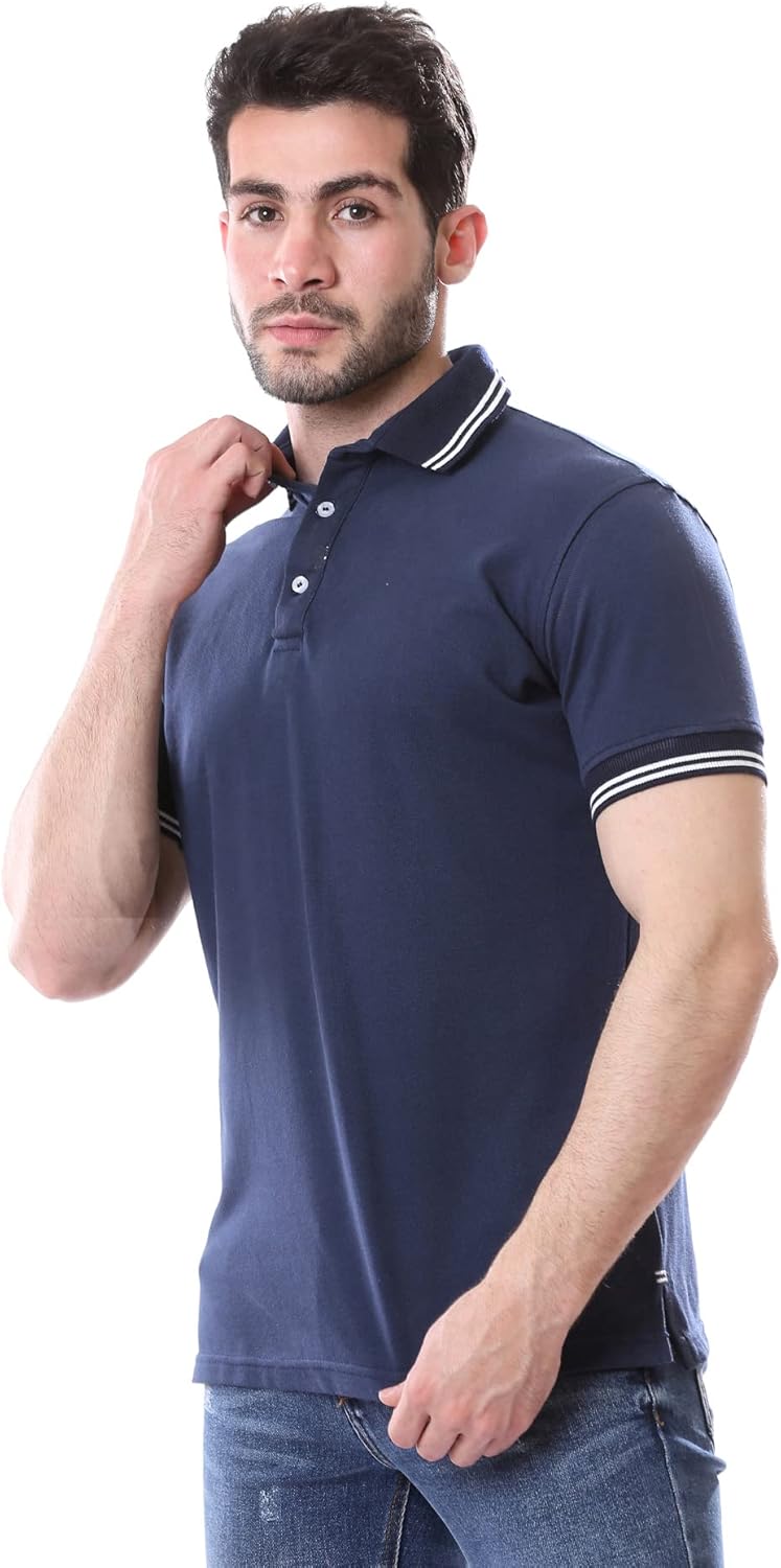 Andora Men's Polo Shirt with Light Collar & Sleeves Band