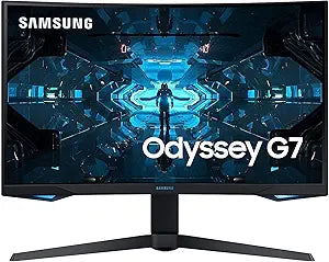 SAMSUNG 27" Odyssey G7 Series WQHD (2560x1440) Gaming Monitor, 240Hz, Curved, 1ms, HDMI, G-Sync, FreeSync Premium Pro, LC27G75TQSNXZA, Blue