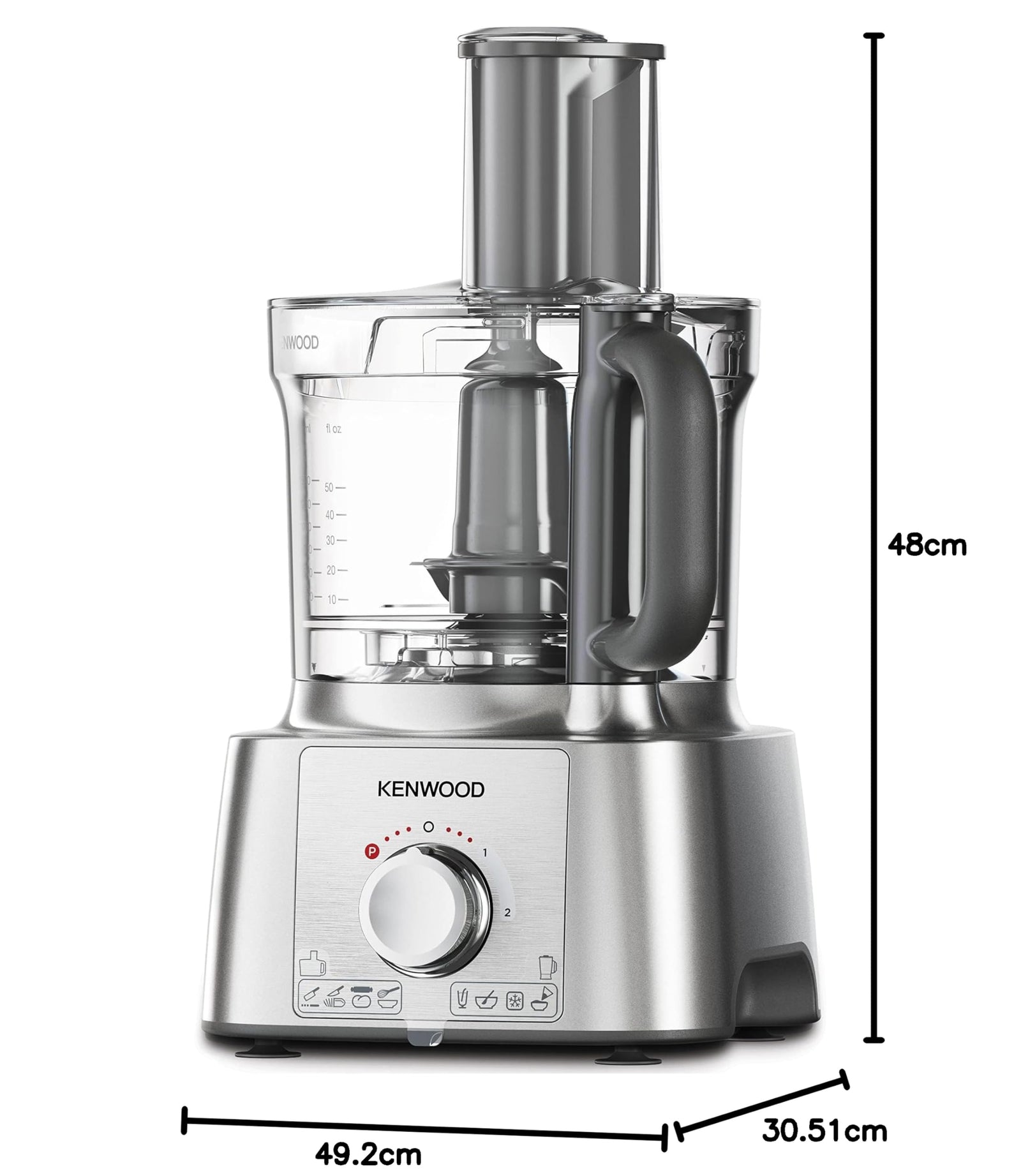 Kenwood Multipro Express Food Processor, 3.0 Litre Bowl With Express Serve, 1.2 Litre Blender, Dough Hook, Whisk, 3 Slicing and Grating Discs, Multi Mill, 1000 Watts , FDP65.880SI , Silver.