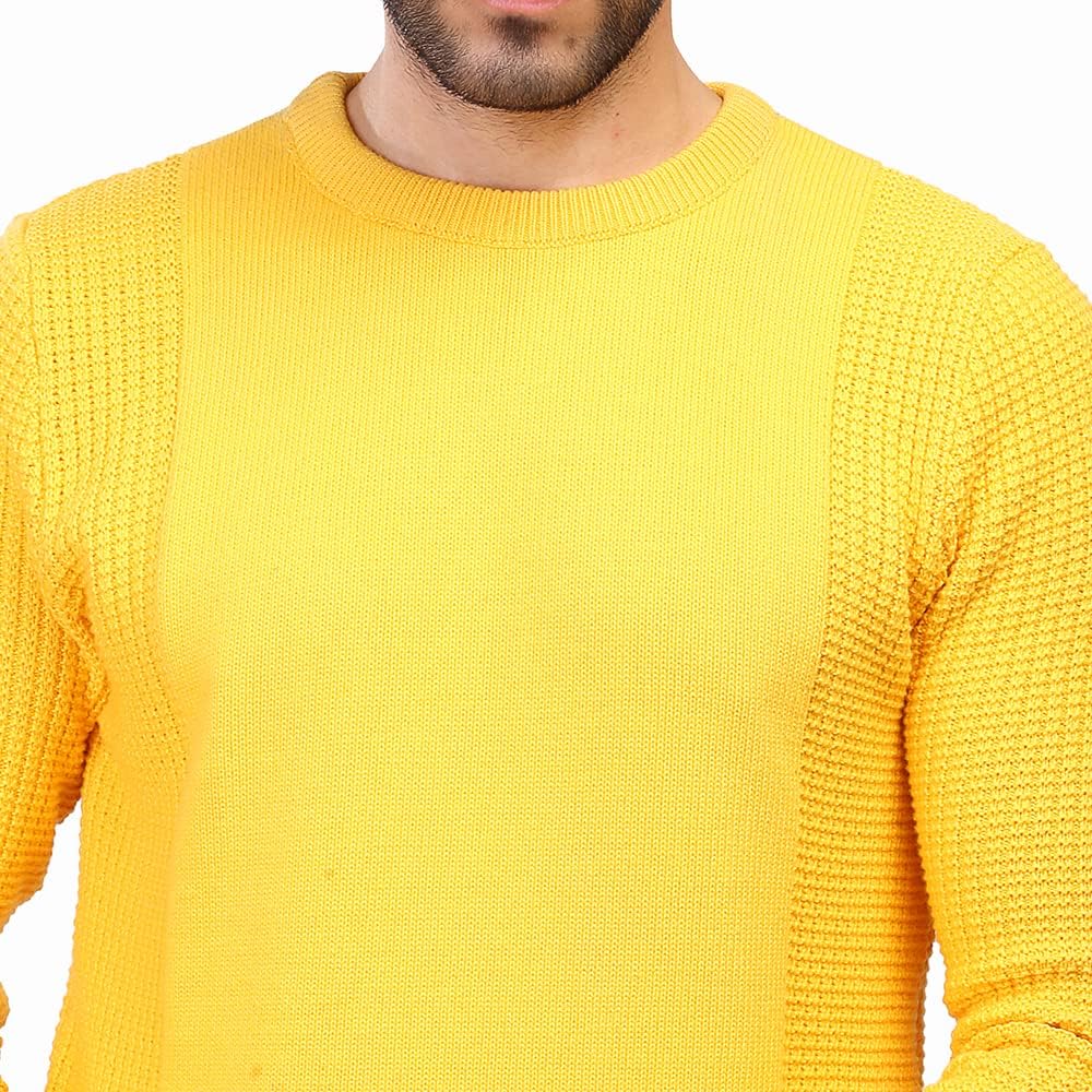 COUP Men's Solid Sweater with Crew Neck and Long Sleeves