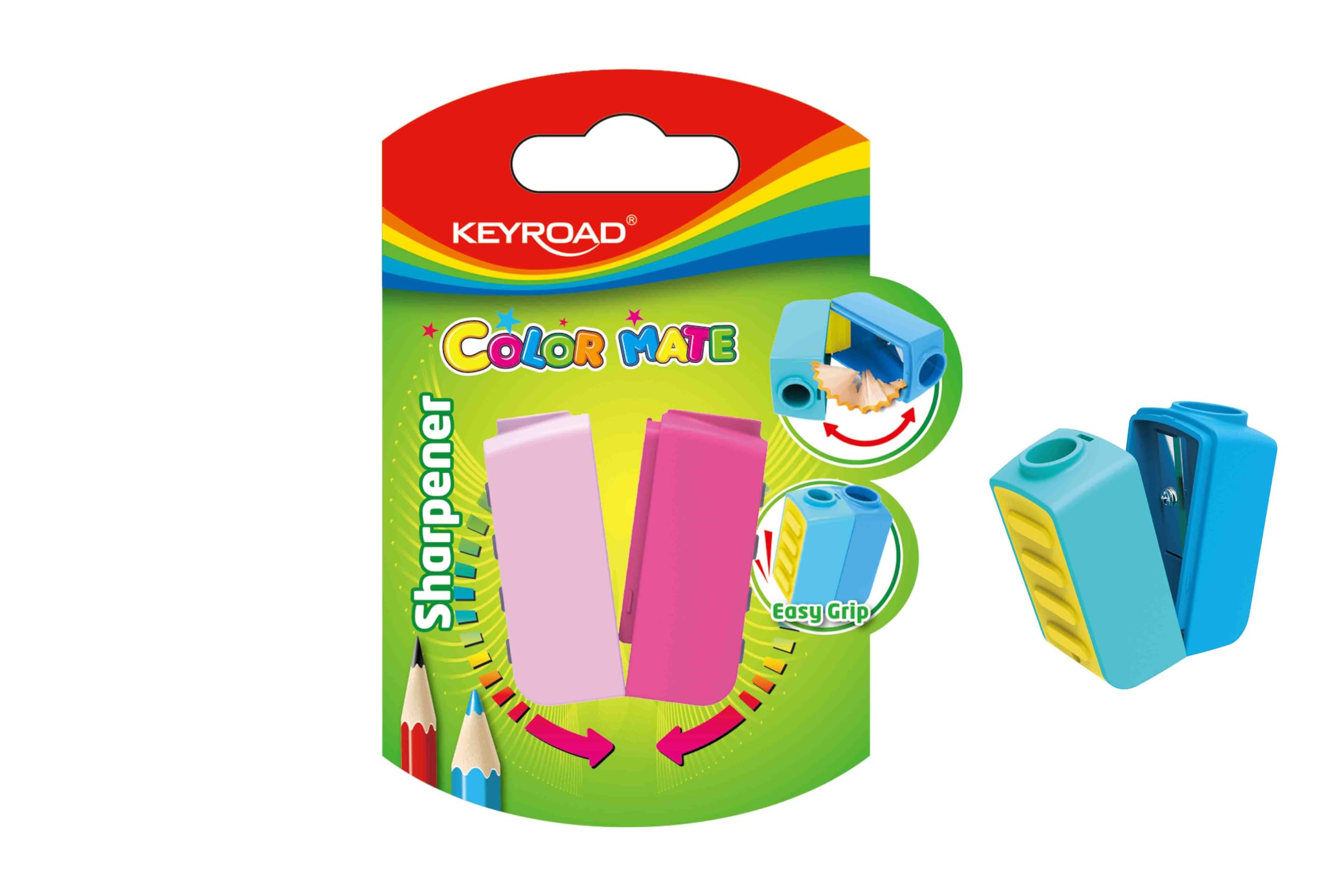 Keyroad Color Mate (2 Holes) Sharpener KR971876 (1 Piece) Multicolor