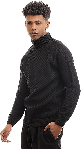 Ravin Men's Diagonal Ribbed Turtleneck Pullover Sweater