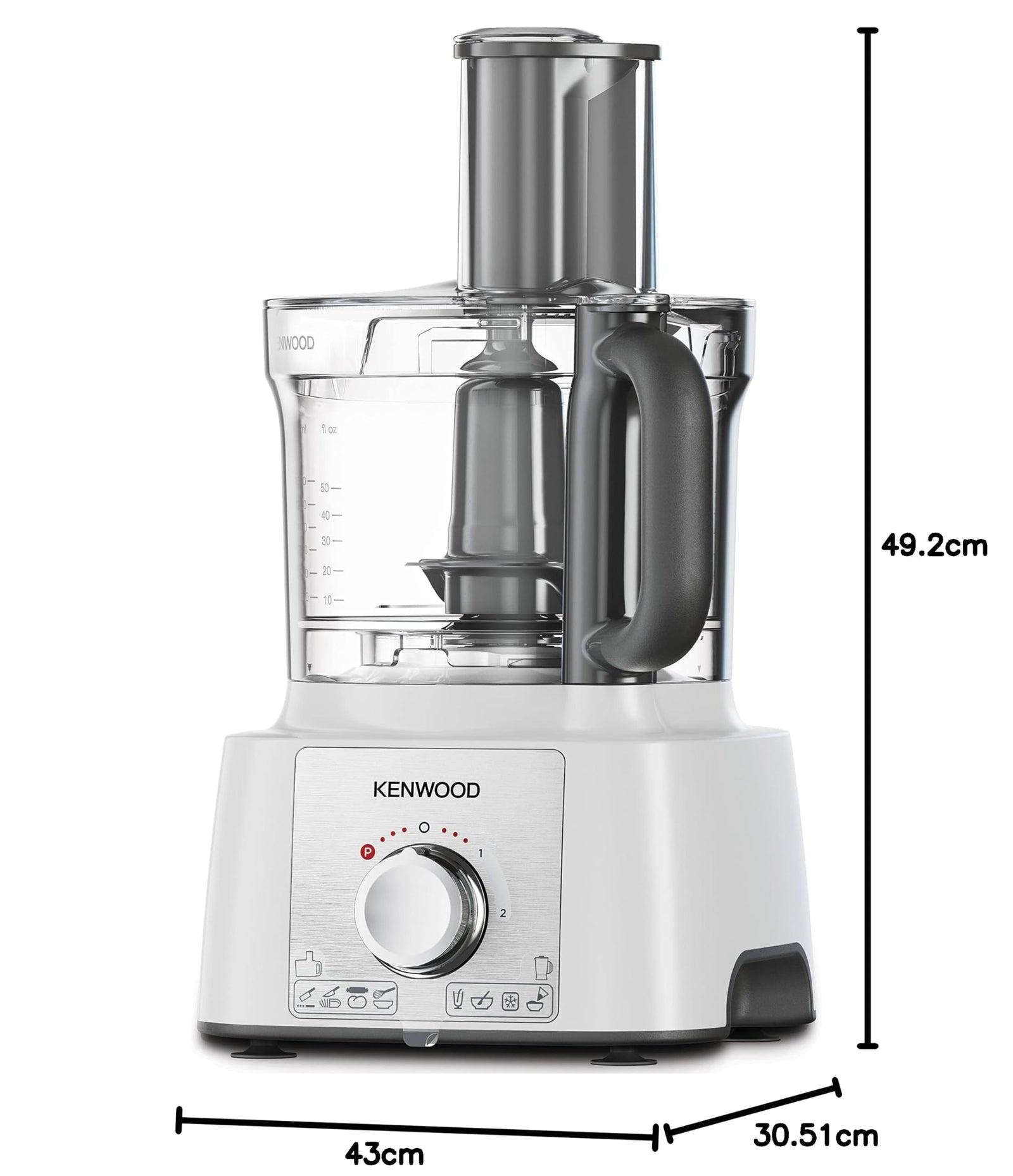 Kenwood Multipro Express Food Processor, 3.0 Litre Bowl With Express Serve, 1.2 Litre Blender, Dough Hook, Whisk, 3 Slicing and Grating Discs, Multi Mill, 1000 Watts , FDP65.880SI , Silver.