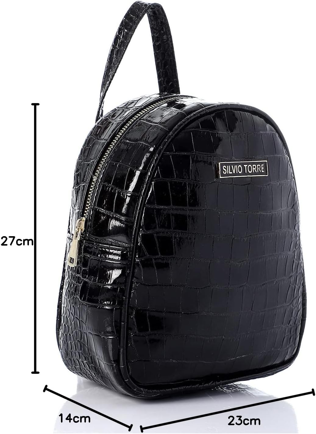 Shiny Snake Leather Backpack - Black