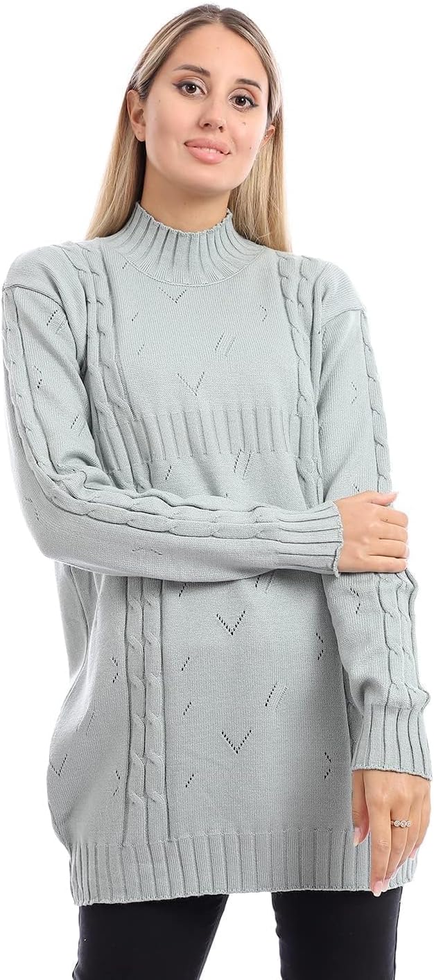 Andora Women's Knitted Ribbed Mock Neck Pullover