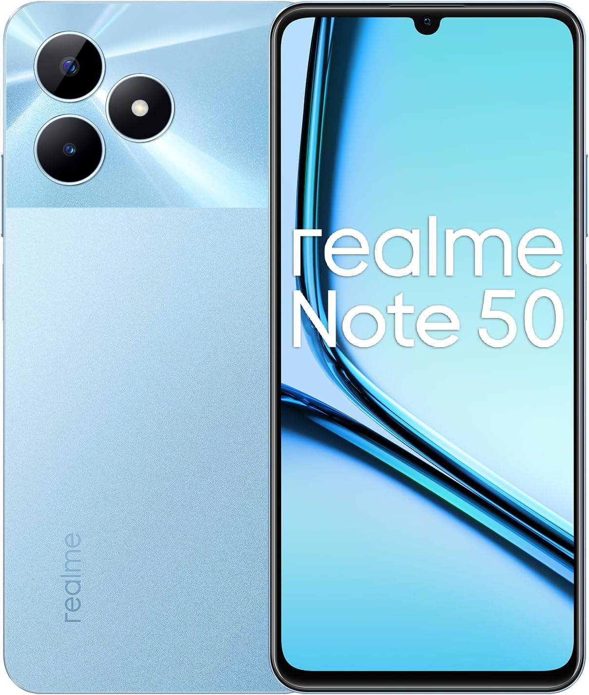 هاتف realme Note 50 بشريحتي اتصال، 64 جيجابايت ذاكرة داخلية و 3 جيجابايت رام (GSM فقط | بدون CDMA) مفتوح المصنع 4G/LTE (أزرق سماوي) - النسخة الدولية