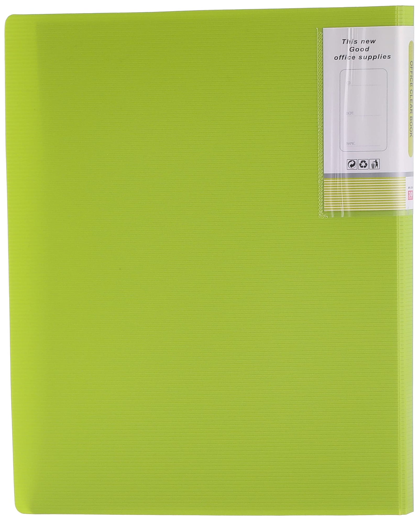 Midgo A3 Office Clear Book, 30 Pockets - Green