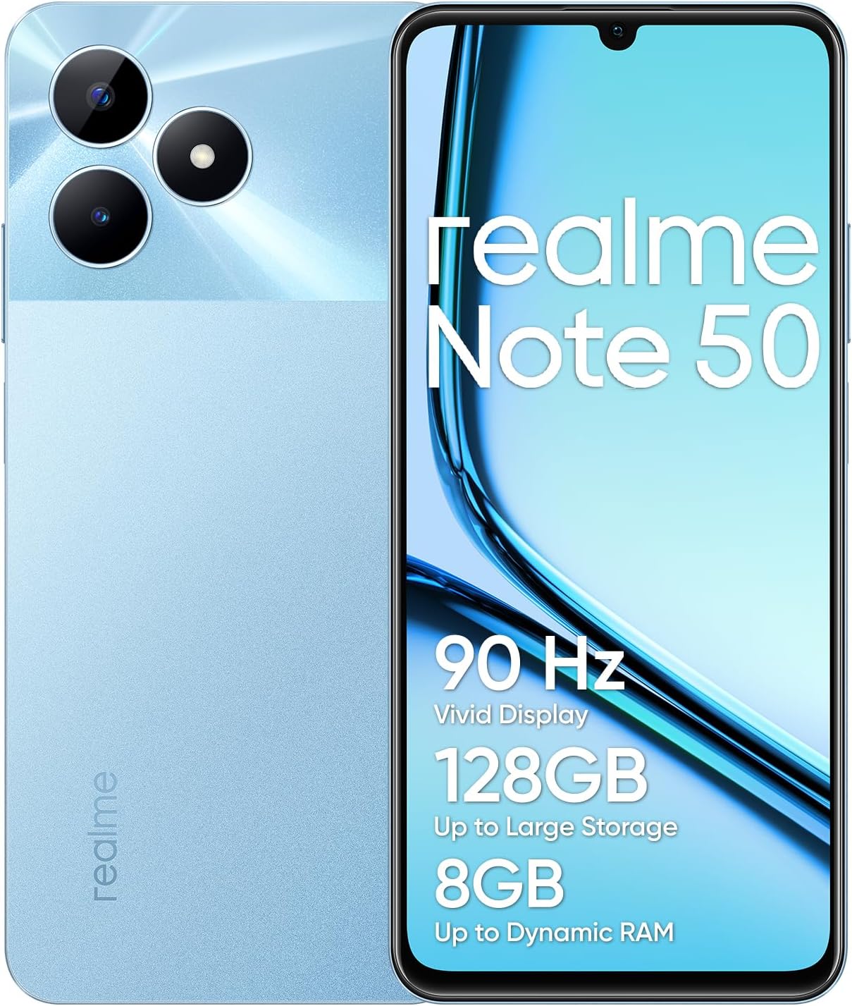 هاتف Realme Note 50 بشريحتي اتصال، 128 جيجابايت ROM + 4 جيجابايت RAM (GSM فقط | بدون CDMA) مفتوح المصنع 4G/LTE (أزرق سماوي) - النسخة الدولية