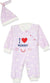 Baby Shoora Botanical Fibers Baby Bodysuit &amp; Hat - "I Love Mummy" Print for Baby Girls, Purple