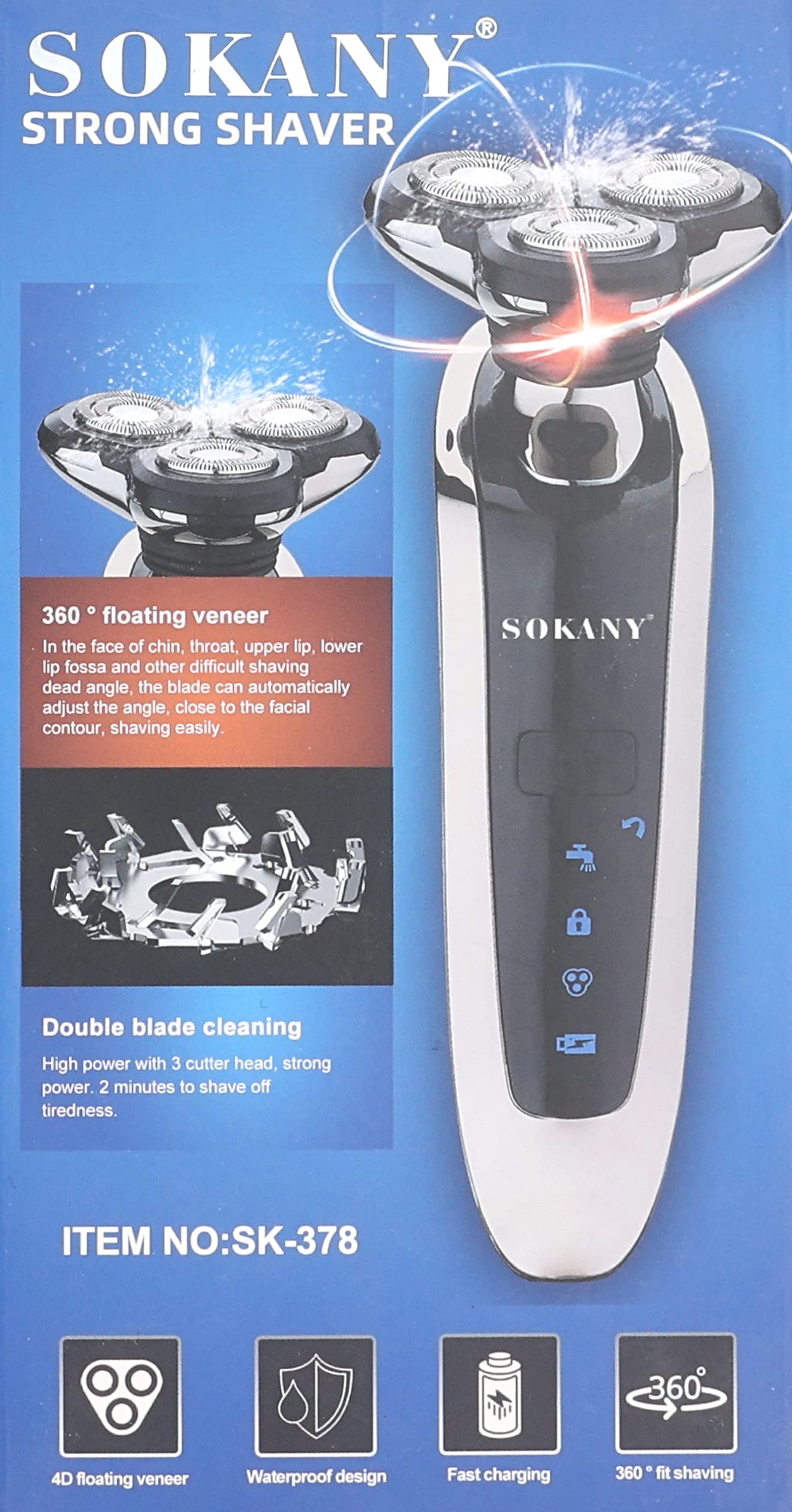 Sokany SK-378 Electric Hair Shaver - 1000mAh Battery