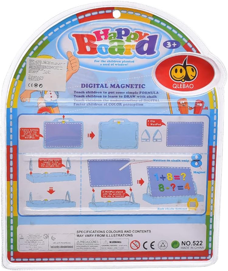 Happy Board with 10 Numbers and 5 Math Signs - Set of 19 Pieces for Kids - Multi Color