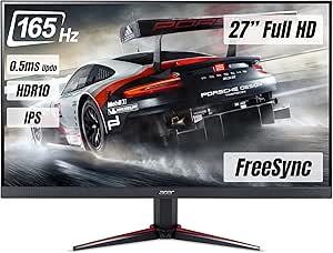 Acer Nitro Gaming Monitor 27in 165Hz 1ms VRB IPS Flat 1080P FreeSync 2HDMI 1DP 250Nit Black