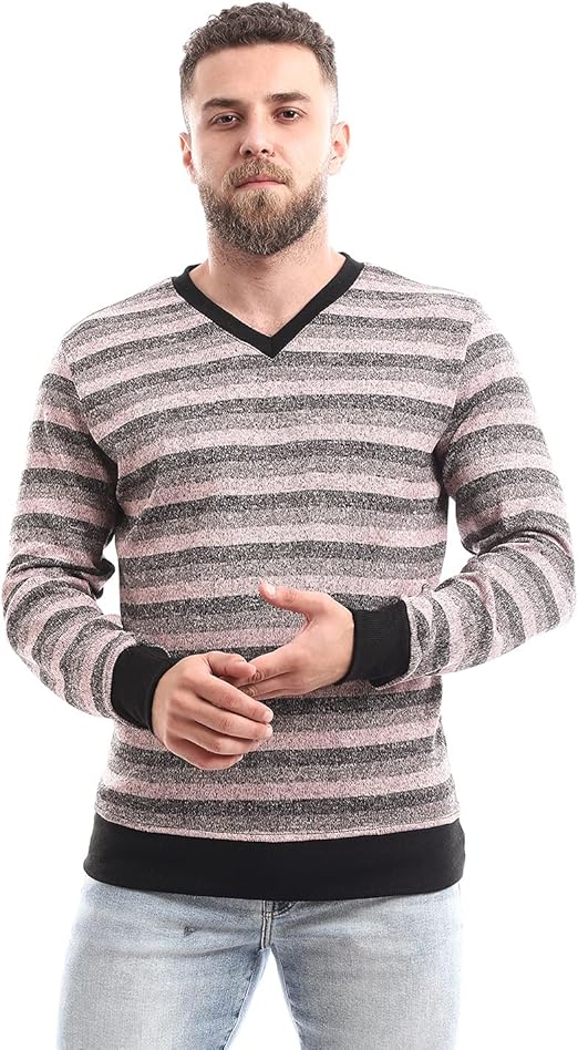 Offcliff Men's Striped V-Neck Pullover