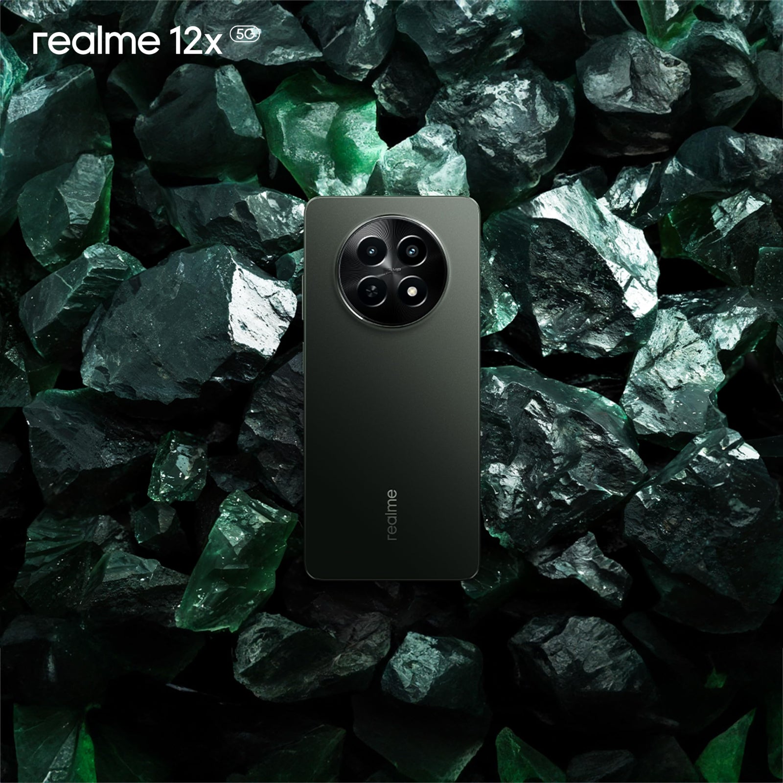 هاتف Realme 12X 5G - سعة تخزين 256 جيجابايت، ذاكرة عشوائية 8 جيجابايت، اللون الأسود المتألق، يدعم NFC