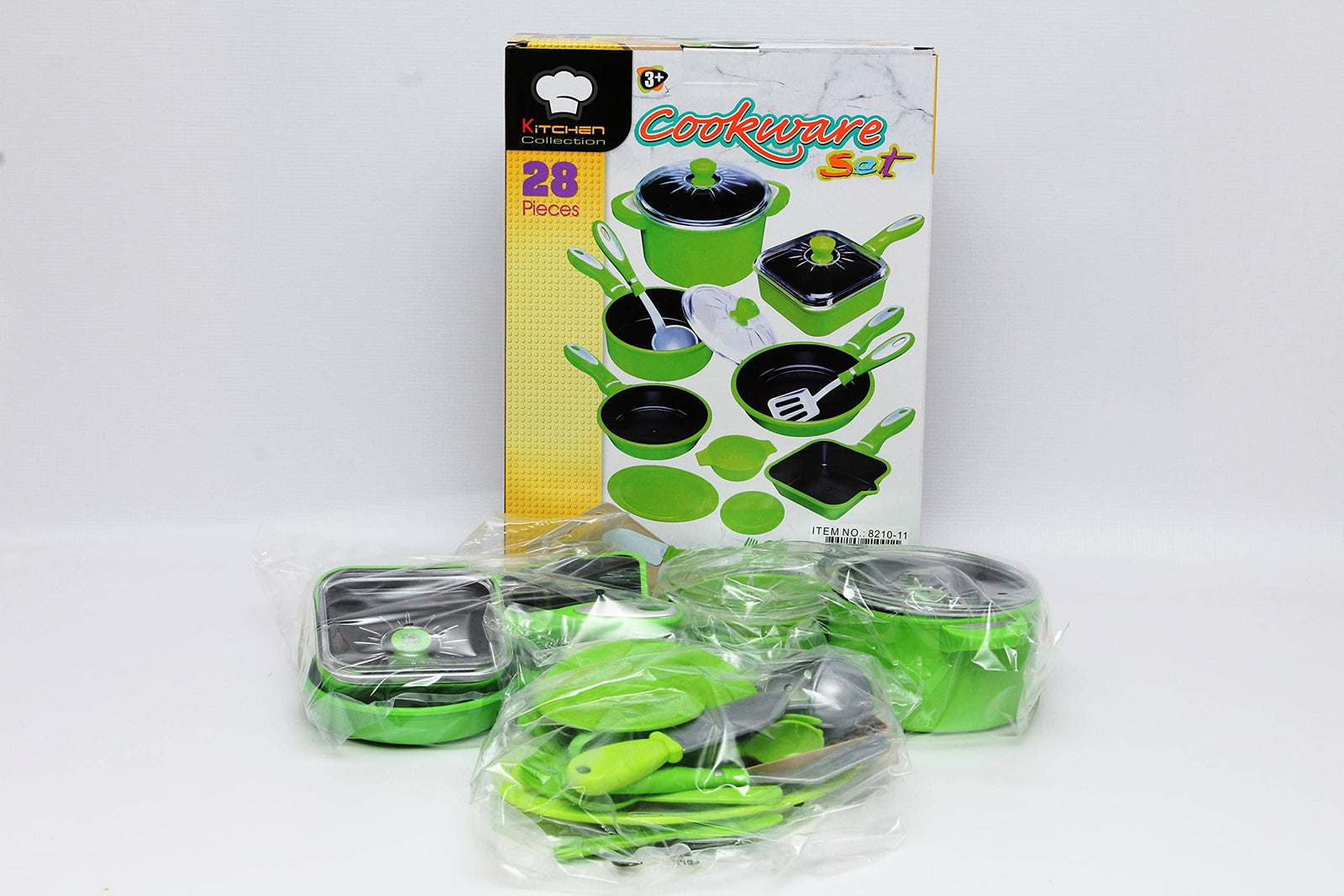 Cookware Set for Kids with Green Pots and Pans - 28 Pieces