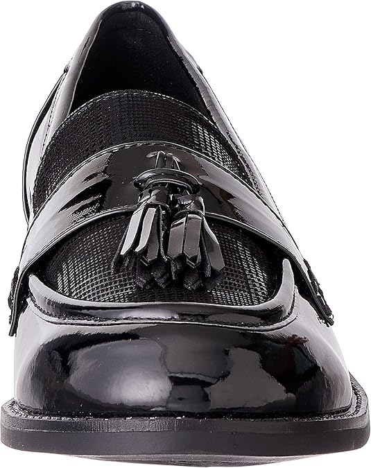 Sprox Patent Faux Leather Notched Vamp Tassel Loafers for Women