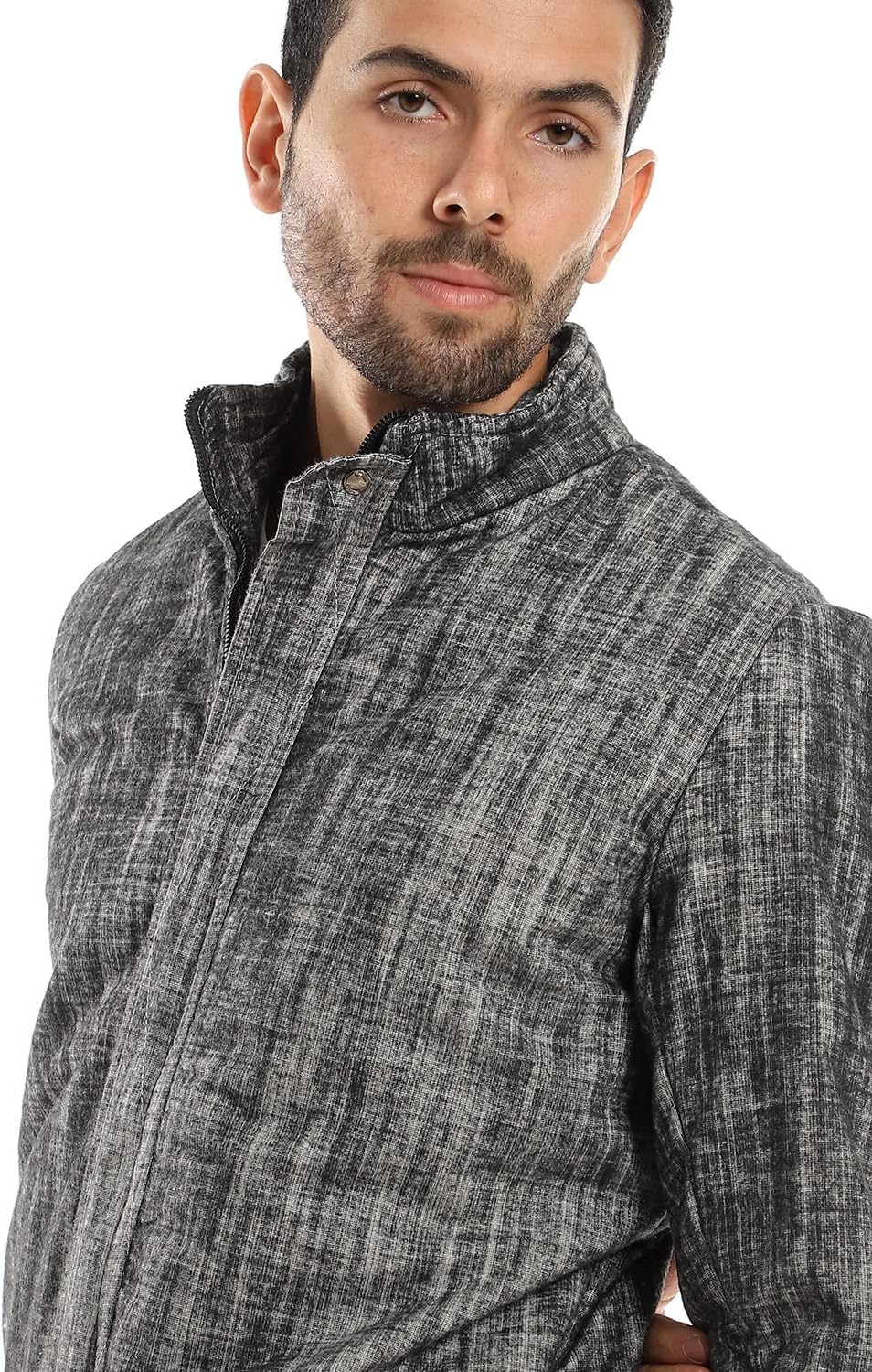 Andora Men's Zipper Through Neck Linen Jacket