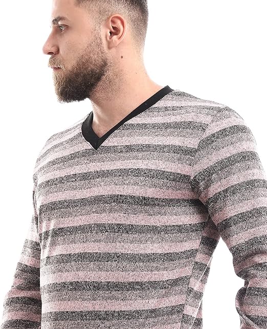 Offcliff Men's Striped V-Neck Pullover