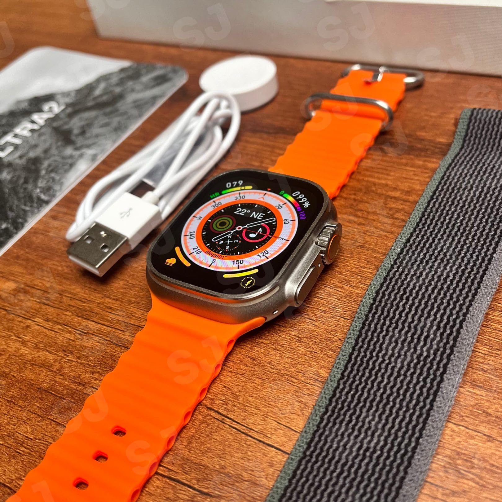 HK9 Ultra2 Smartwatch with Dual Strap (Orange) AMOLED Screen