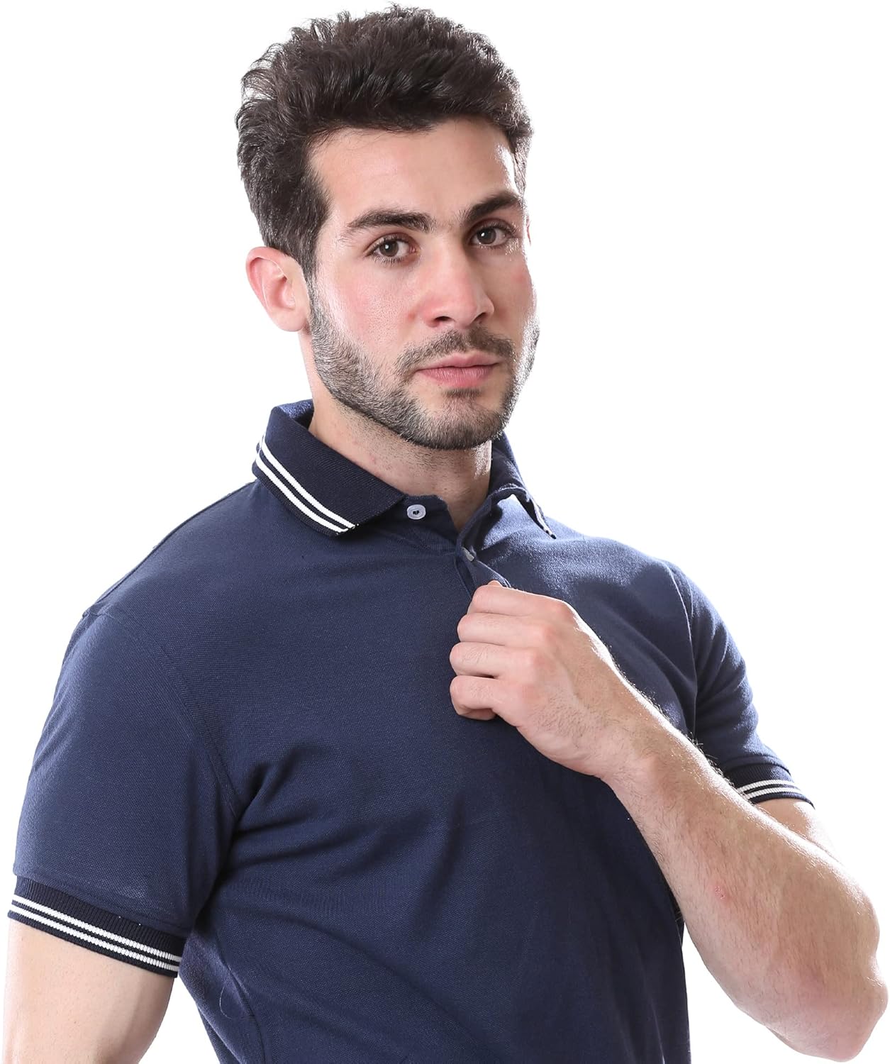 Andora Men's Polo Shirt with Light Collar & Sleeves Band