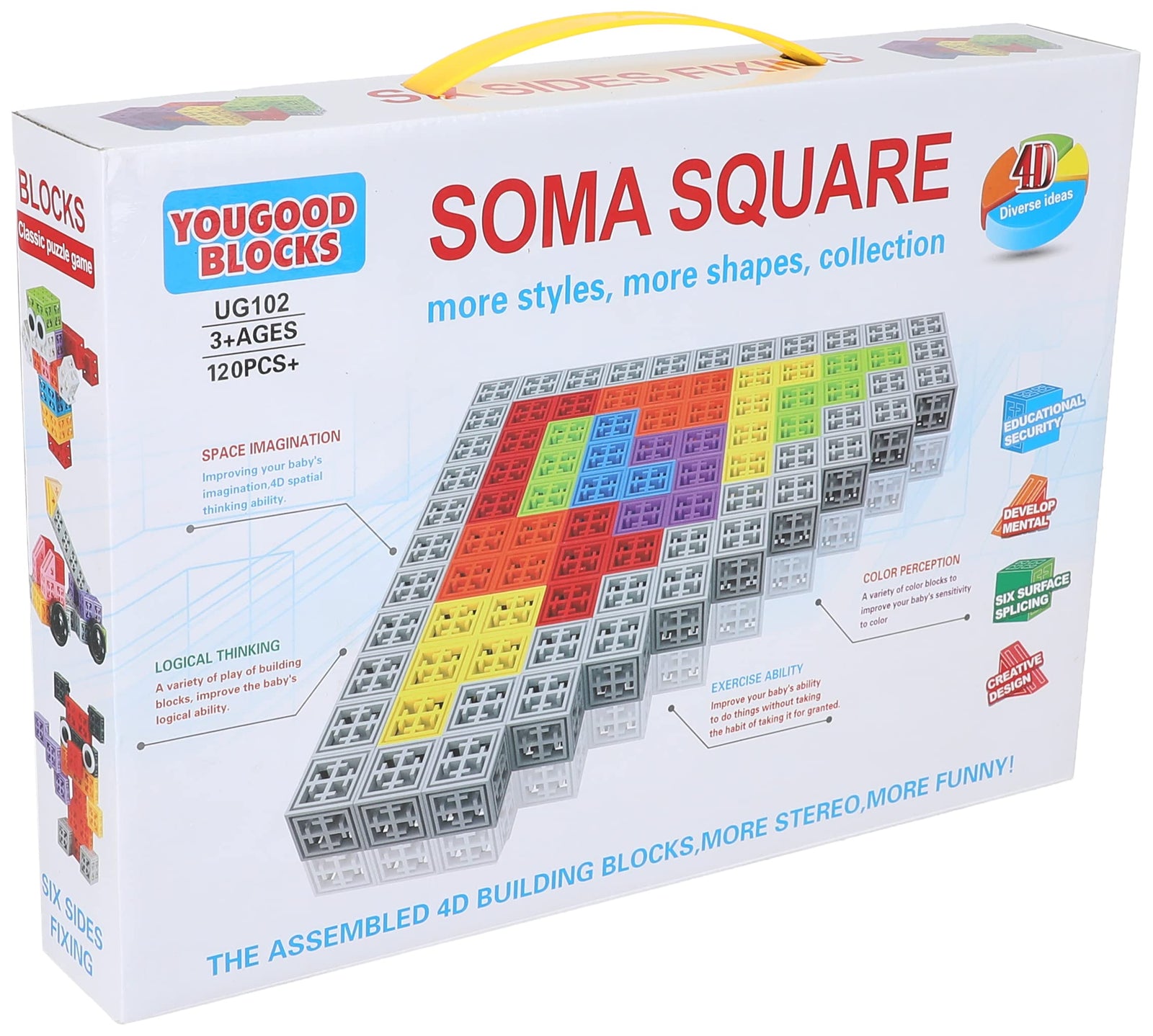 كتل Soma Square 4D للأطفال - 120 قطعة بألوان متعددة