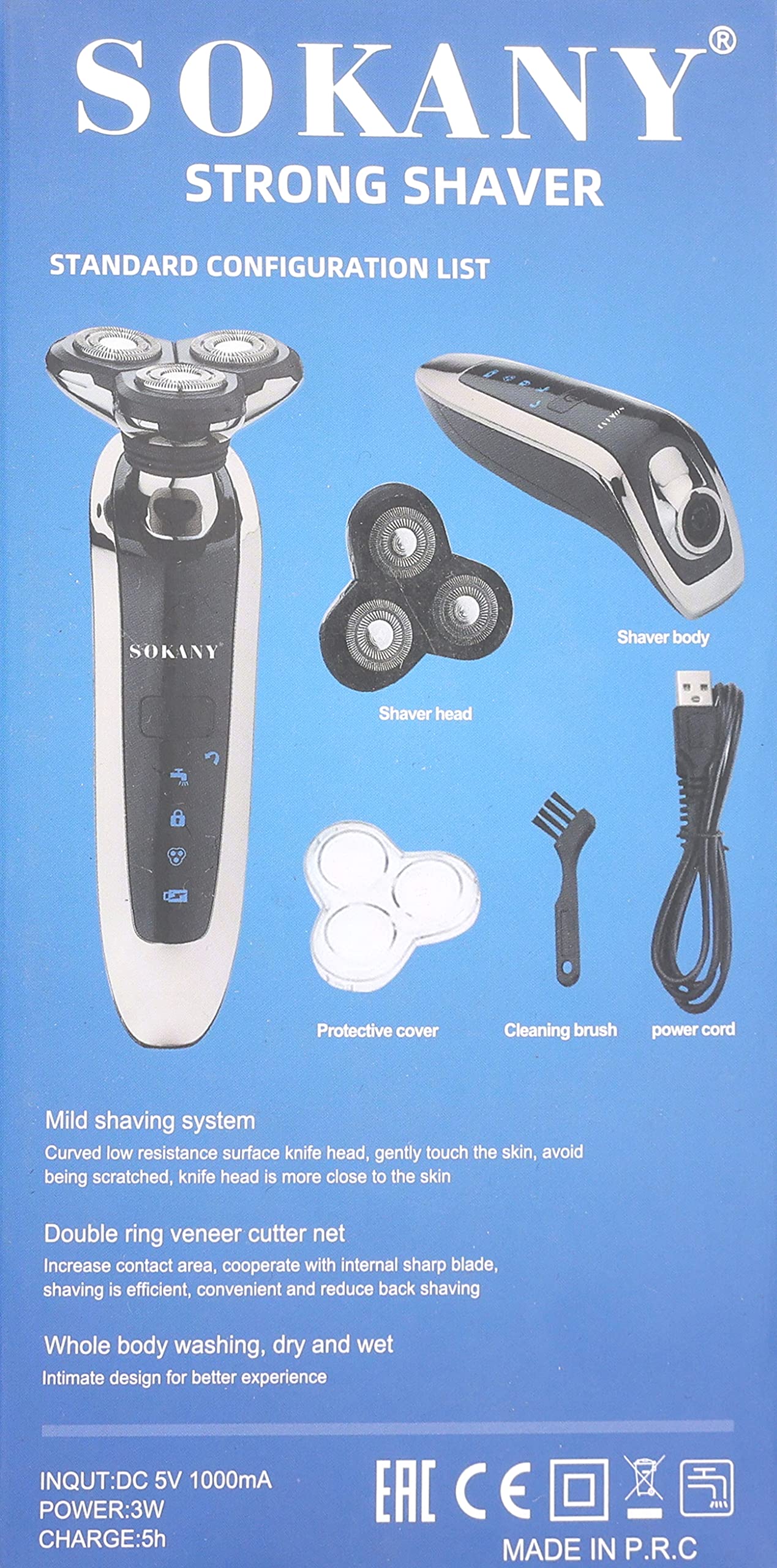 Sokany SK-378 Electric Hair Shaver - 1000mAh Battery