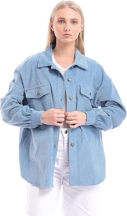 Ravin Women’s Ribbed Corduroy Relaxed Fit Button-Down Shirt