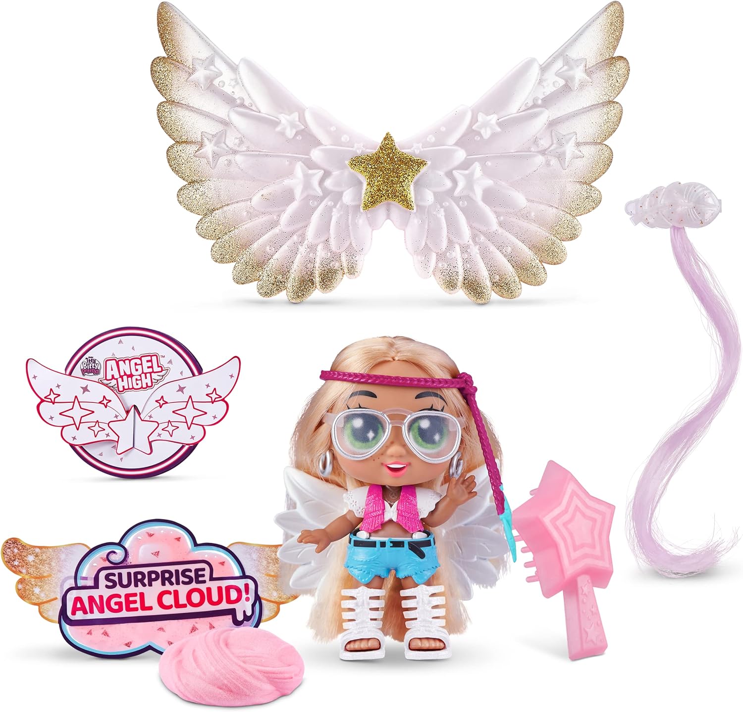 دمية Zuru Itty Bitty Prettys Angel High Coco Love القابلة للتجميع مع 10 مفاجآت ملونة متعددة