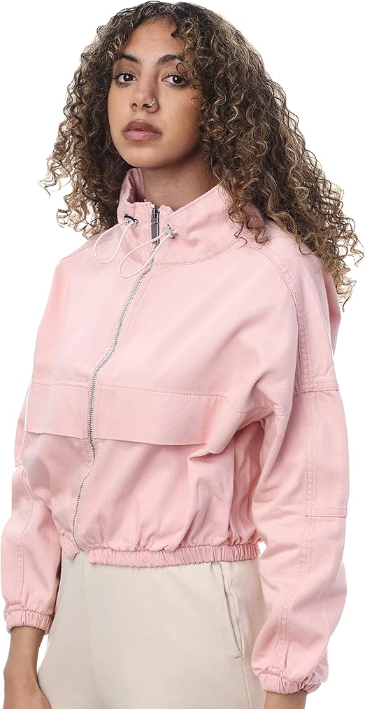 Ravin Women’s Casual Elastic Hem Zip-Through Neck Jacket