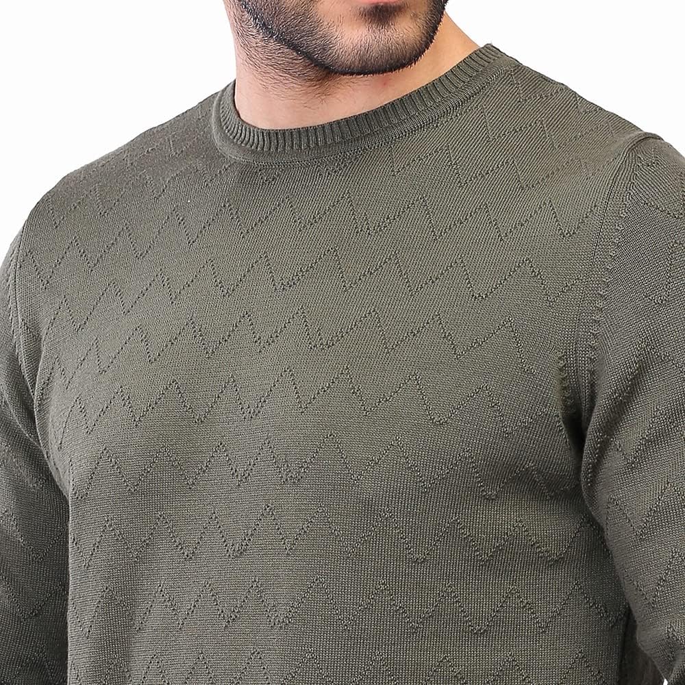 COUP Men's Solid Sweater with Crew Neck and Long Sleeves