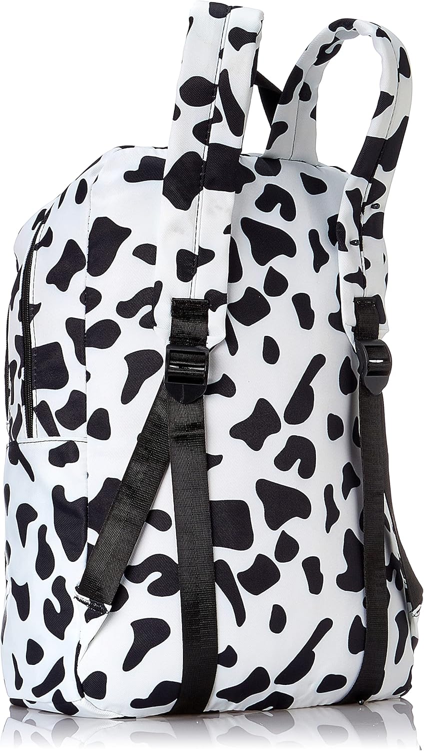 Generic Unisex MOT - 058 Waterproof Backpack with Cow Print Design, White/Black, Large