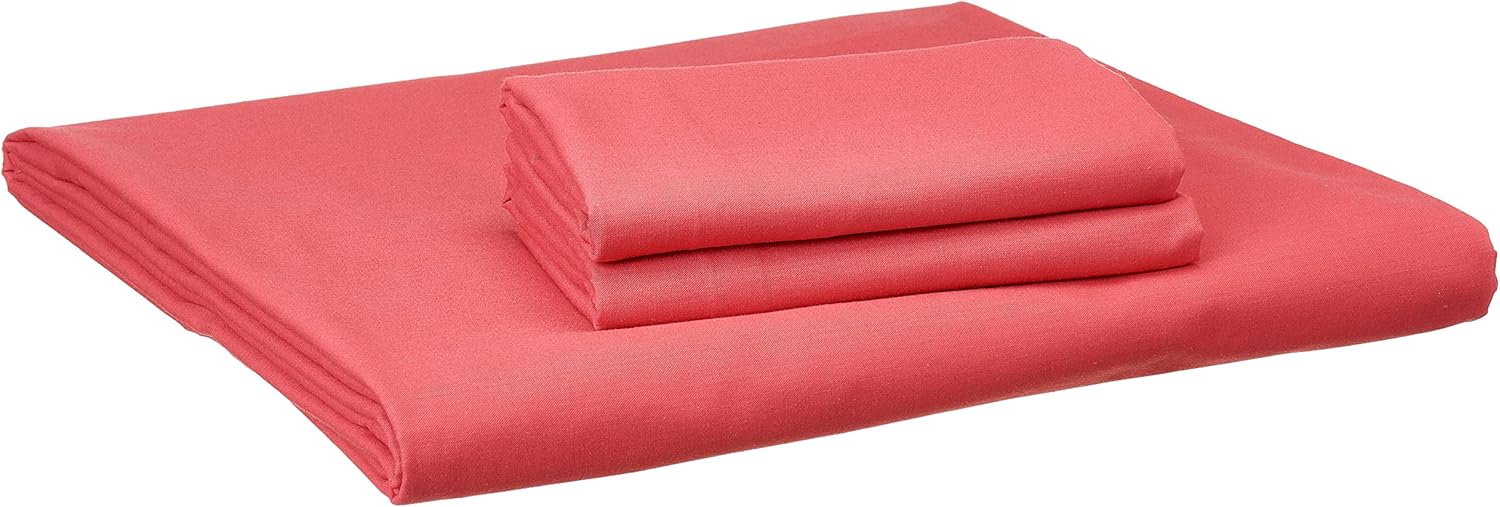 NICE HOME Fitted Bed Sheet Set - 2 Pillowcases and 1 Bed Sheet - Size 100x200 cm, Pink