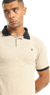 Ravin Men's Short Sleeve Casual Buttoned Polo Shirt - L. Beige, Size L