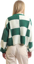 Ravin Women's Mock Neck Knitted Bi-Tone Pullover - Off White & Green (Style 96990)