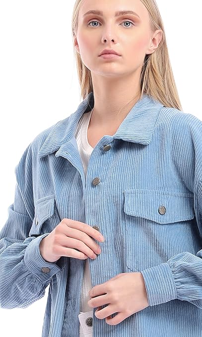 Ravin Women’s Ribbed Corduroy Relaxed Fit Button-Down Shirt