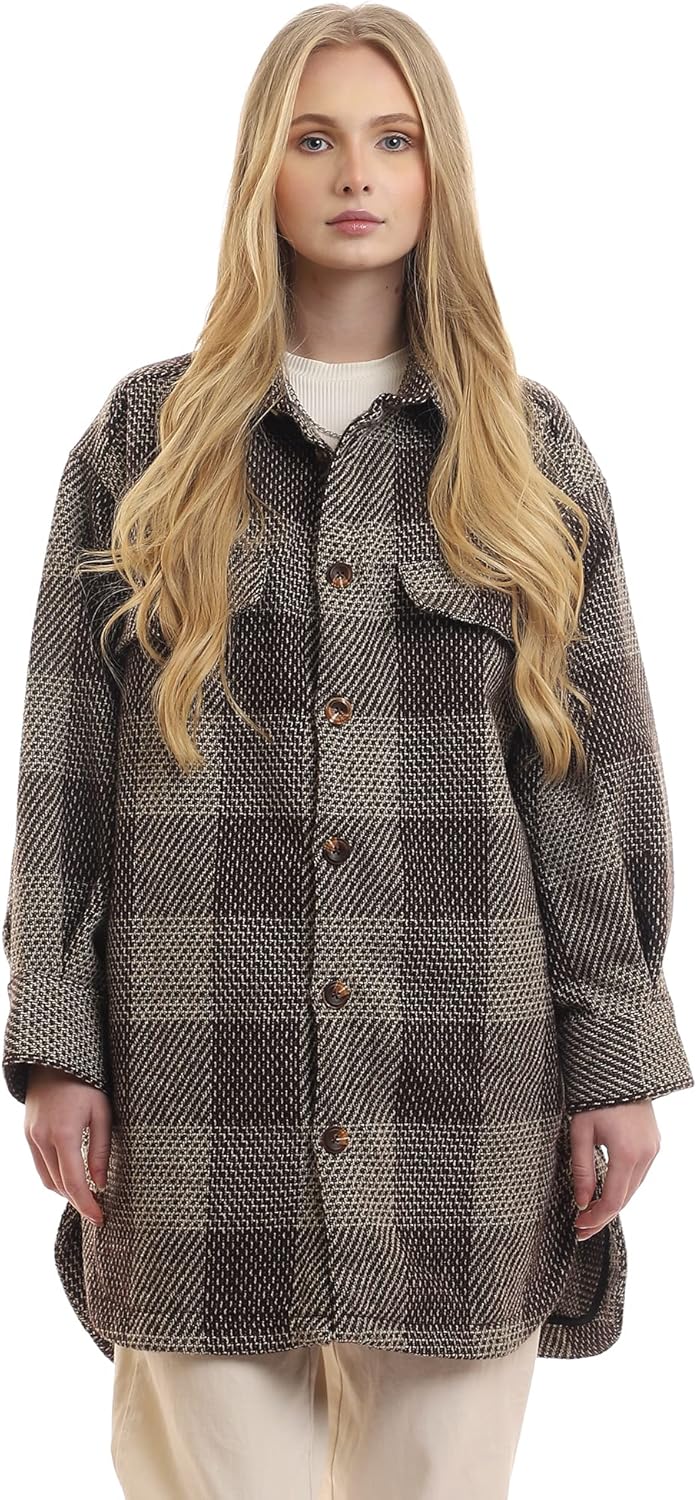 Ravin Women's Classic Collar Stitched Full Buttoned Heavy Shirt Jacket