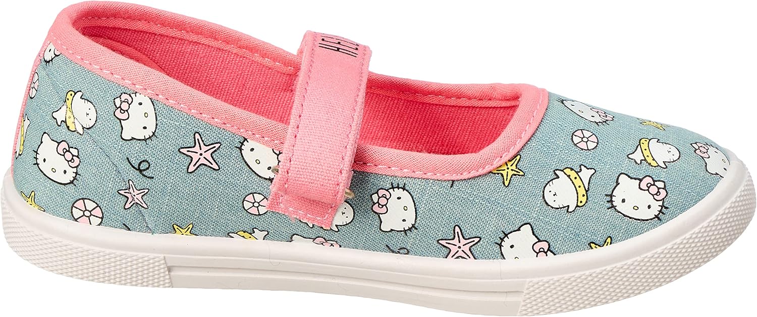 Leomil Hello Kitty Print Flat Shoes with Velcro Strap for Girls