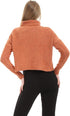 Ravin Women's Orange Knitted Cropped Turtle Neck Pullover Sweater