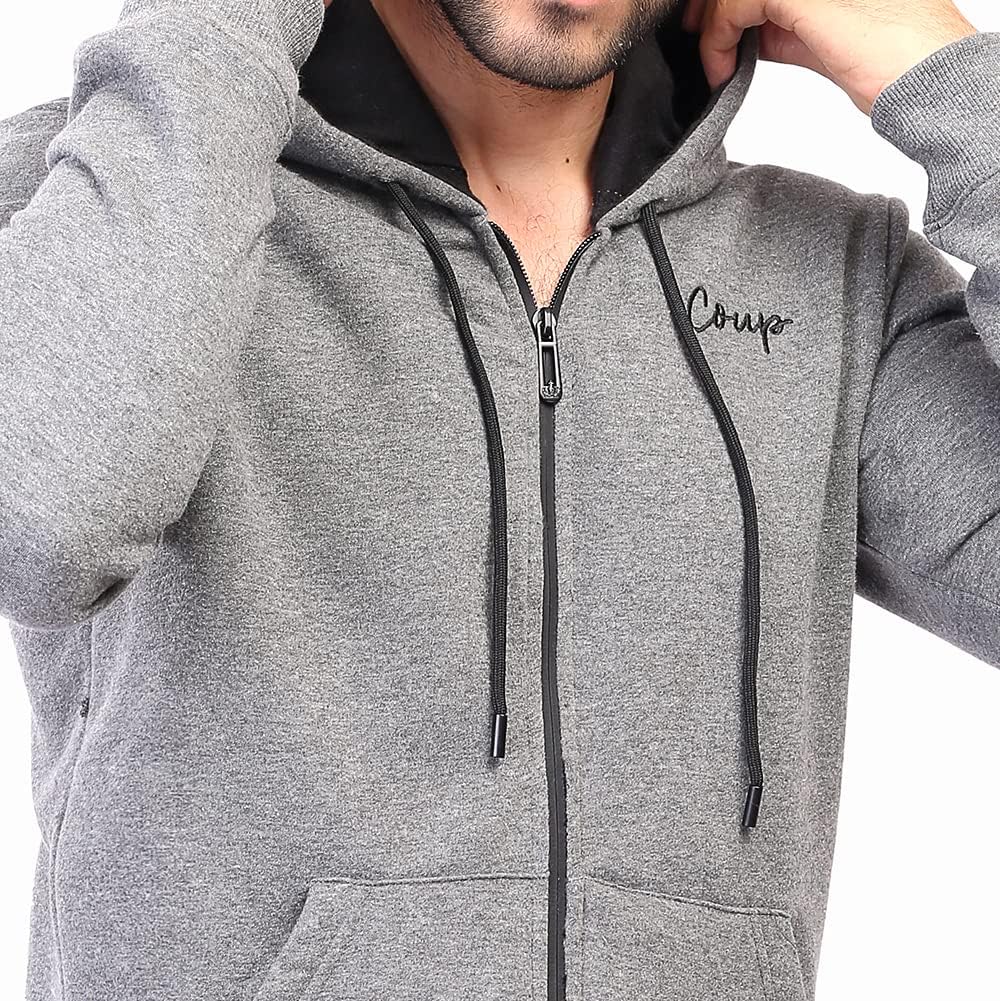 Coup Men's Slim Fit Hoodie with Zip Closure and Pockets