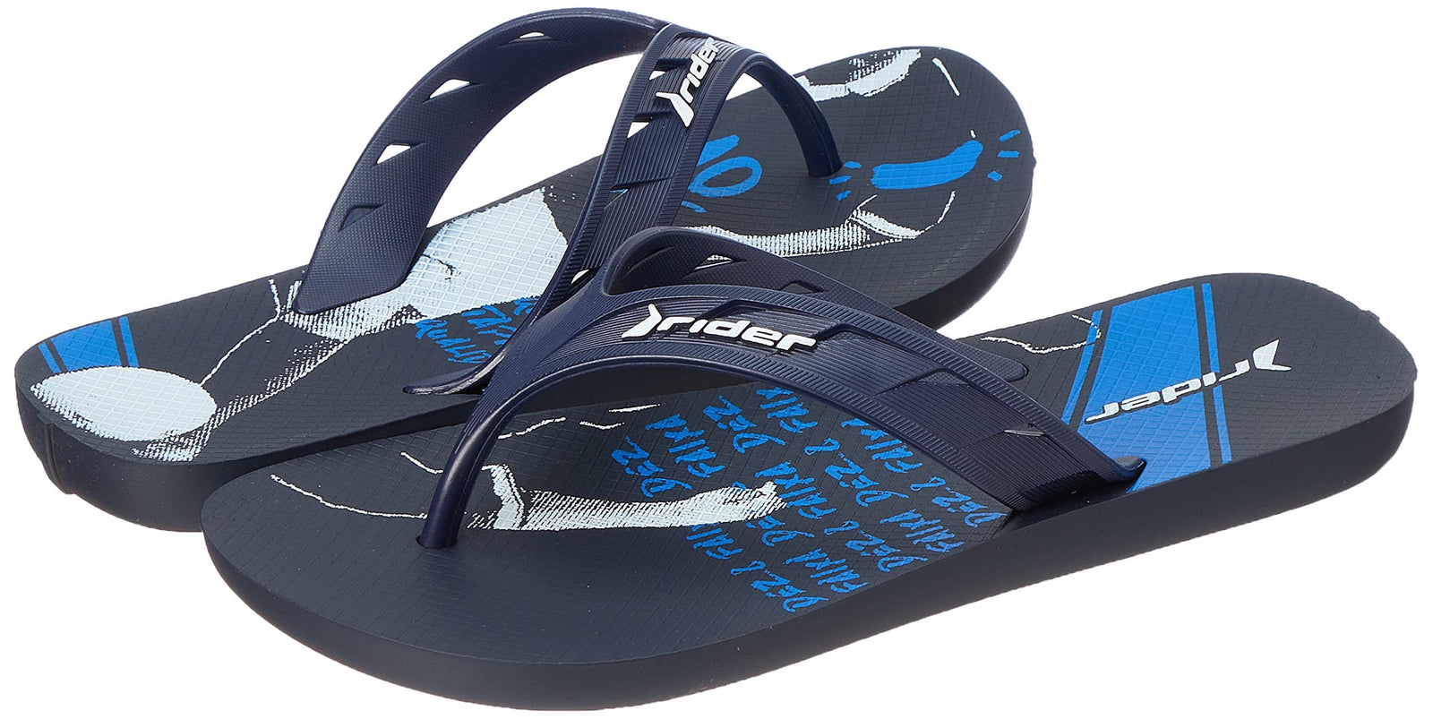 Rider Rubber Flip-Flop with Soft Padding - Black/Blue/White