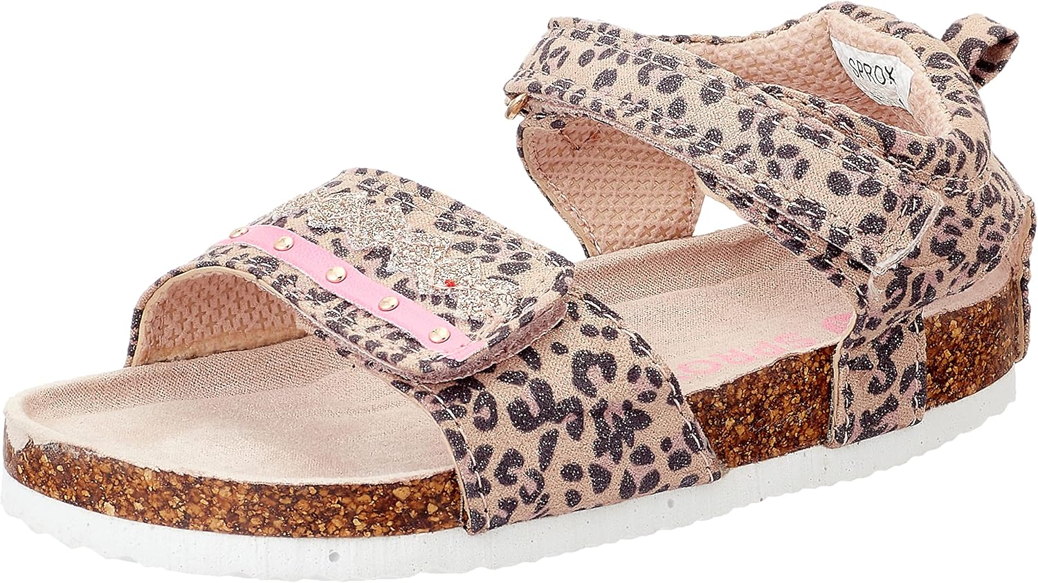 Sprox Leopard-Pattern Velcro-Strap Flat Sandals for Girls