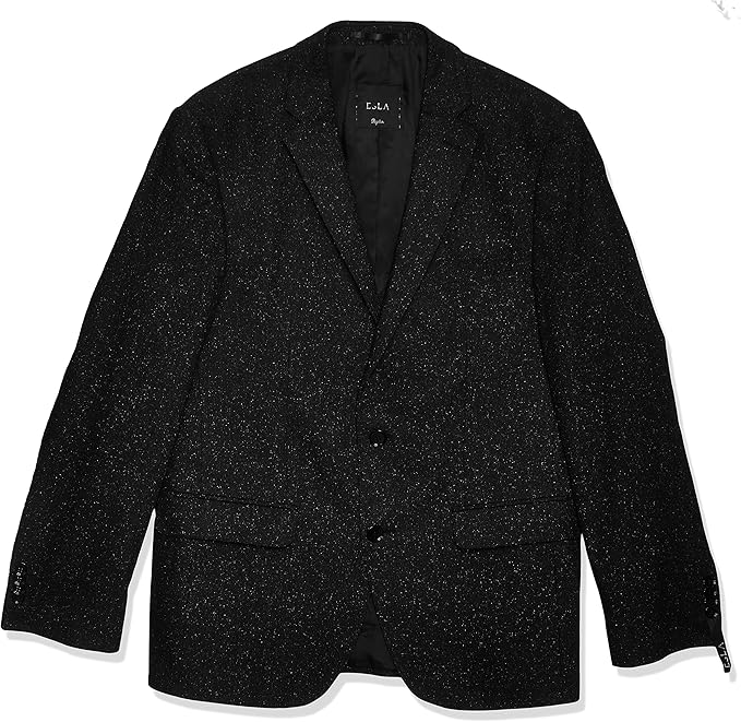 ESLA Men’s Heather Charcoal Black Regular Buttoned Blazer